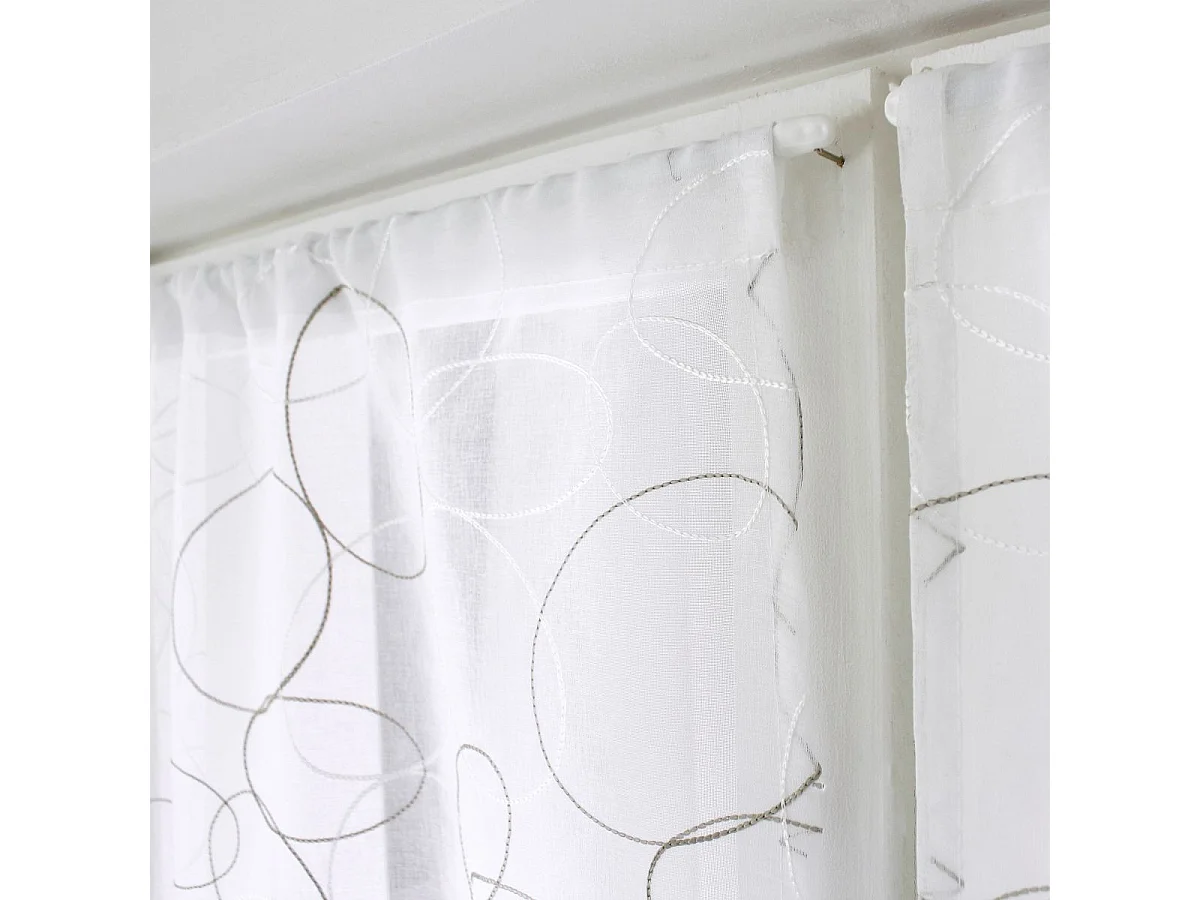 Paire de Voilages Bordés "Galet" 60x160cm Gris & Blanc