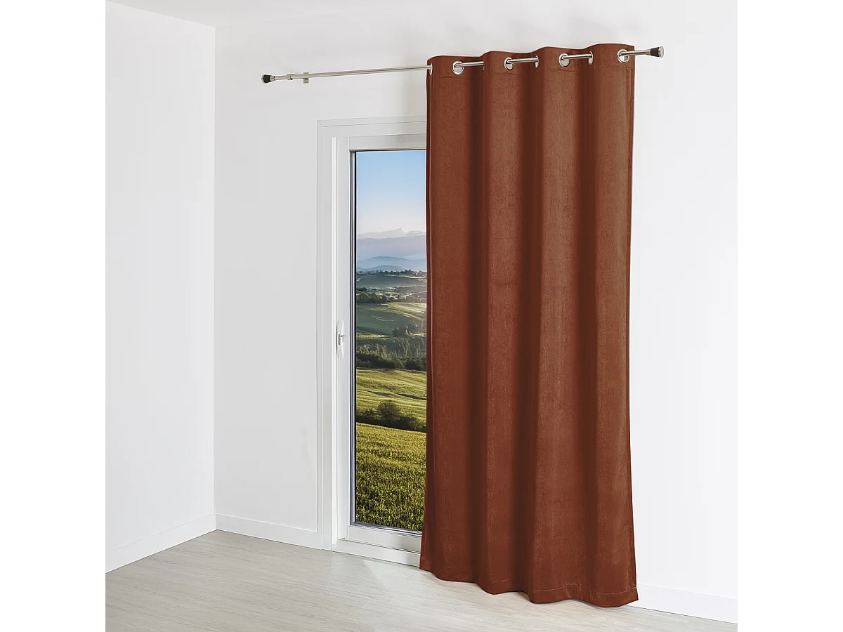 Cortina lisa efecto terciopelo de gamuza colorida 140 x 260 cm