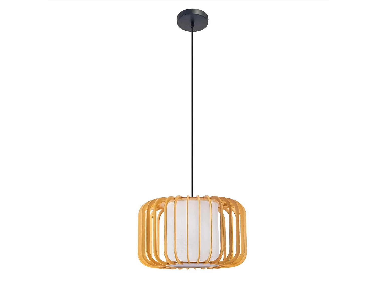 Lampa wisząca Viva w czerni i jasnym drewnie na żarówkę E27