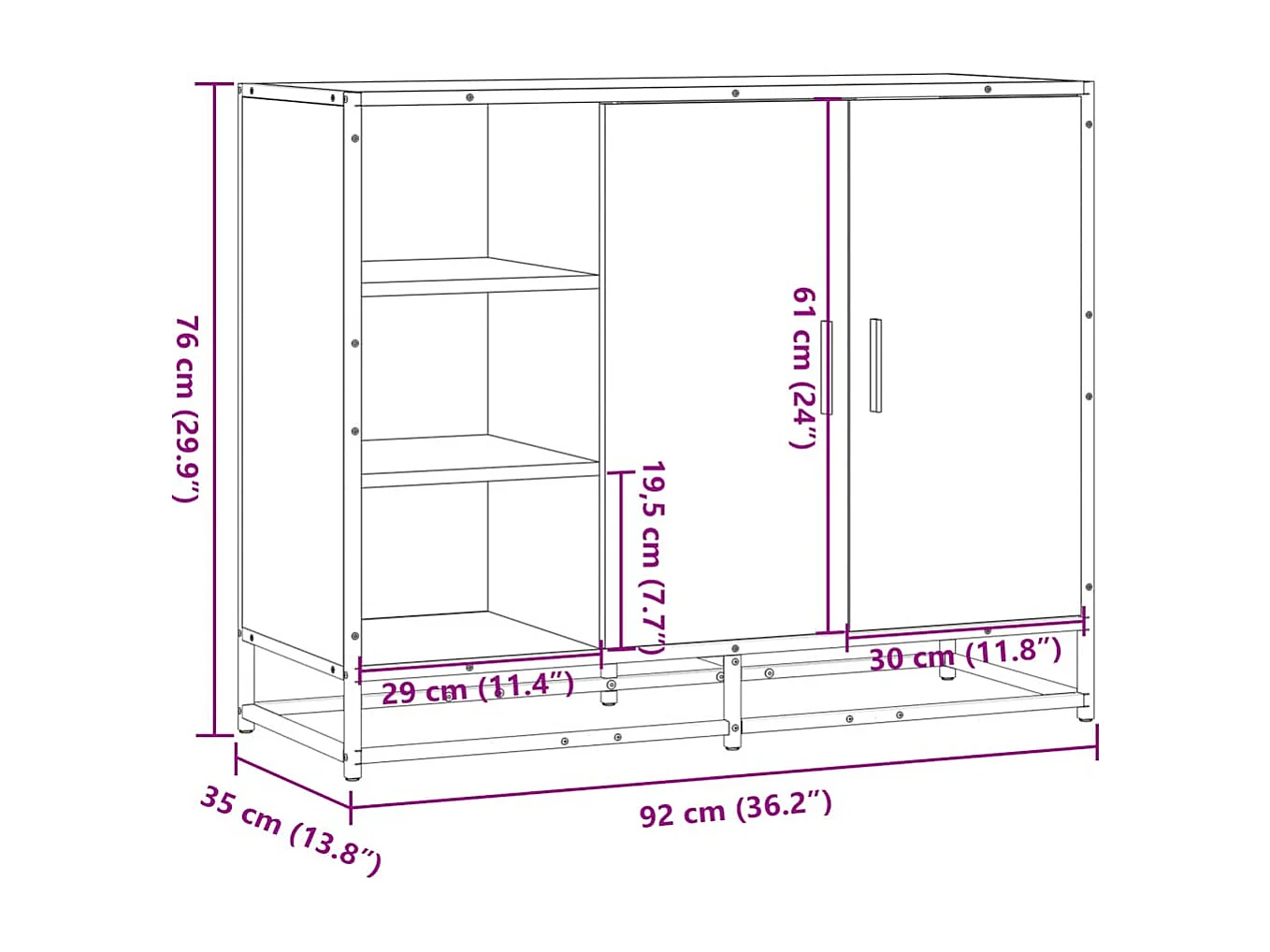 Sideboard Schwarz 92x35x76 cm Holzwerkstoff