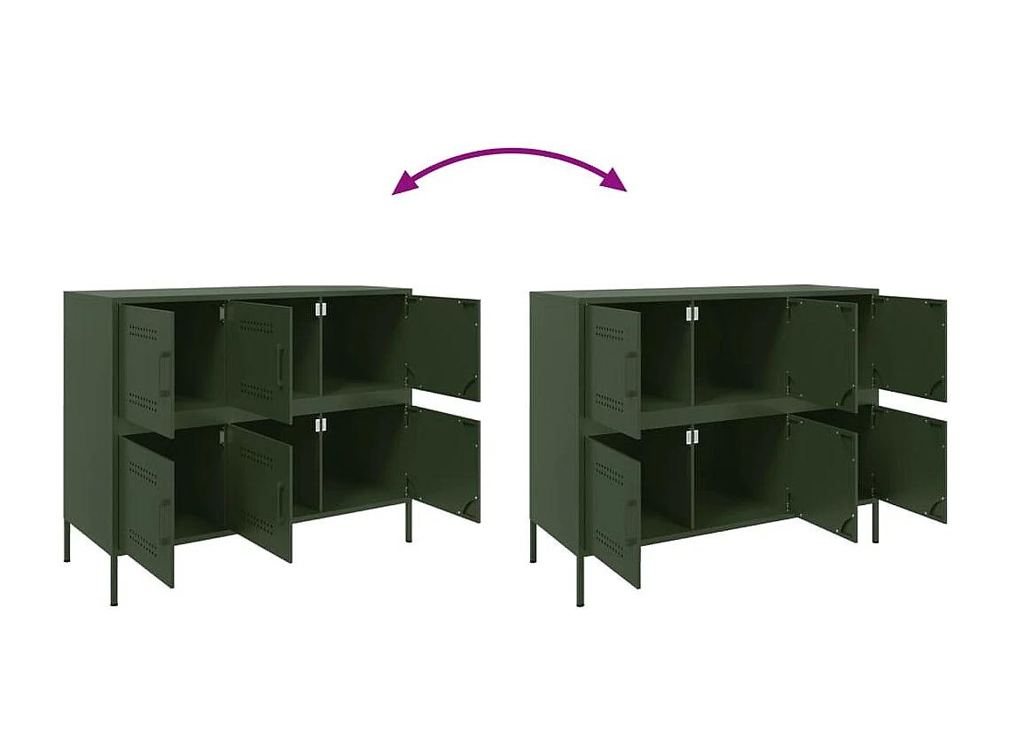 Buffet vert olive 100,5x39x79 cm acier