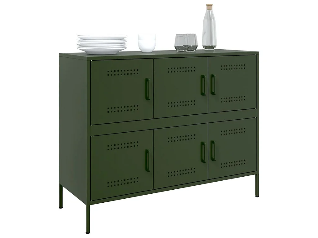 Buffet vert olive 100,5x39x79 cm acier