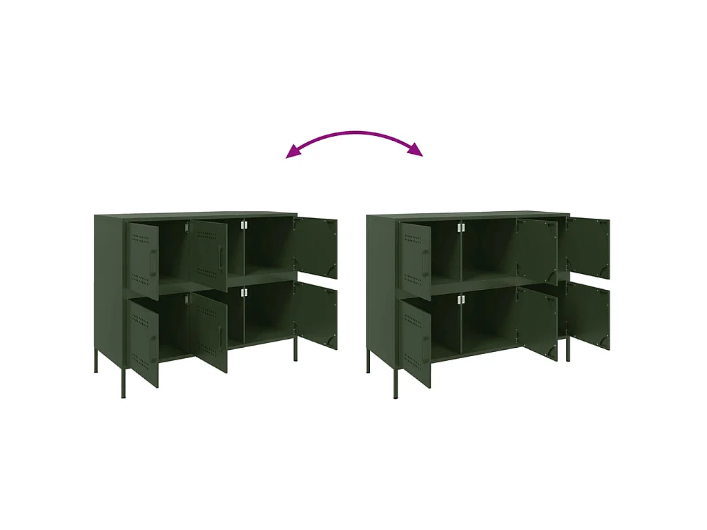 Buffet vert olive 100,5x39x79 cm acier