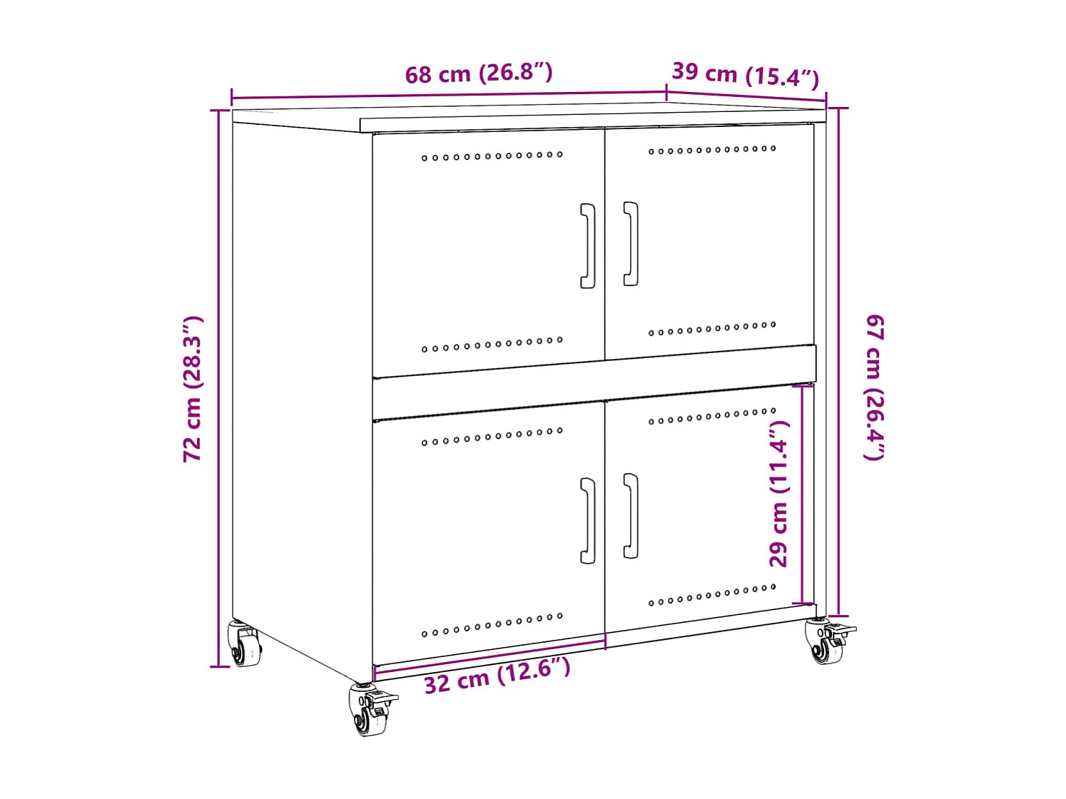 Sideboard Weiß 68,5x39x72 cm Stahl