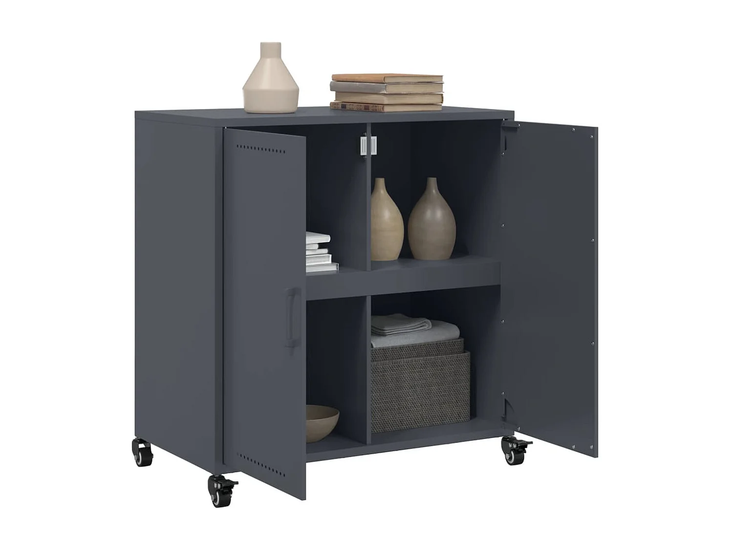 Dressoir 68x39x72 cm staal antracietkleurig