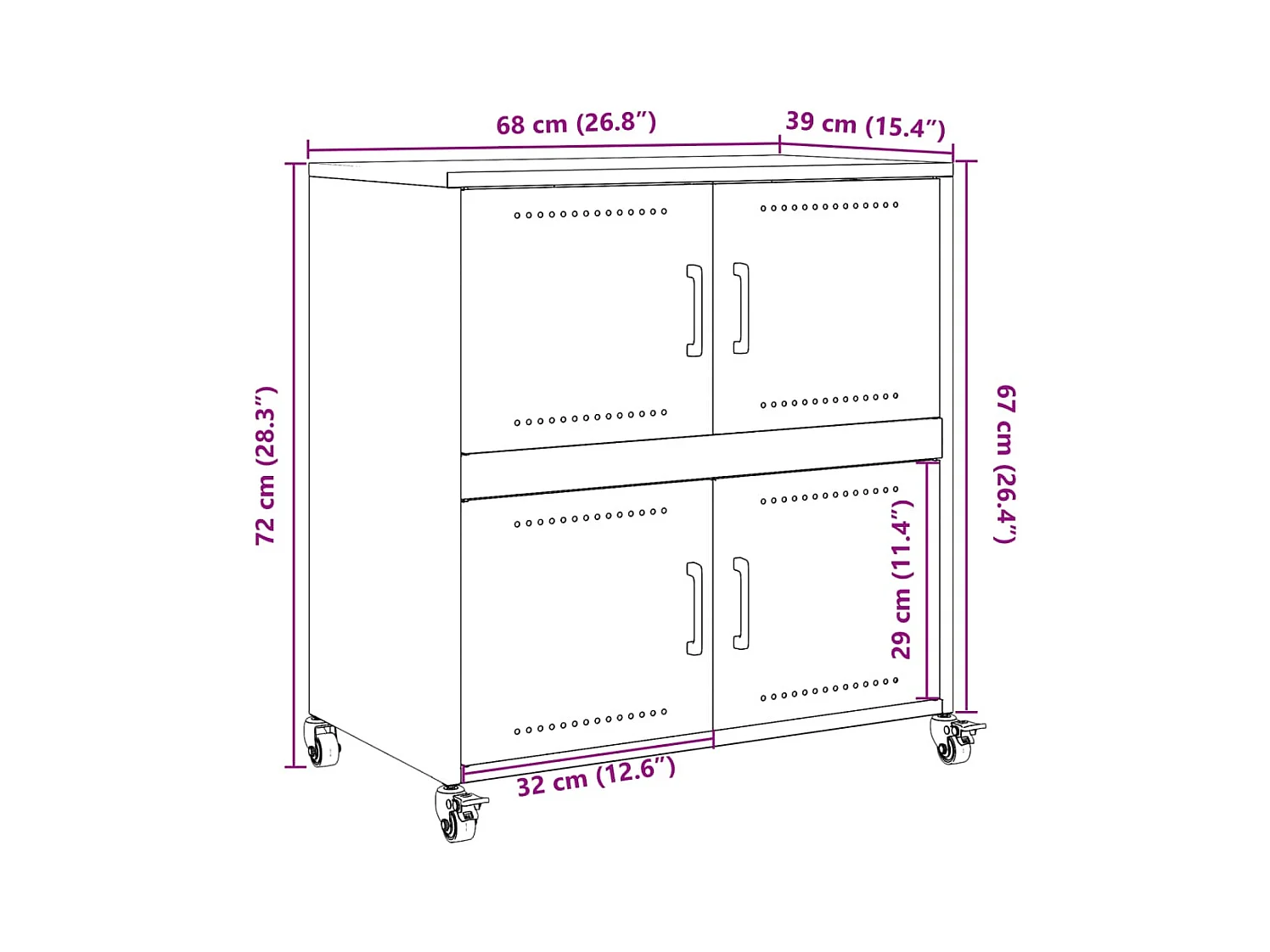 Buffet rose 68x39x72 cm acier