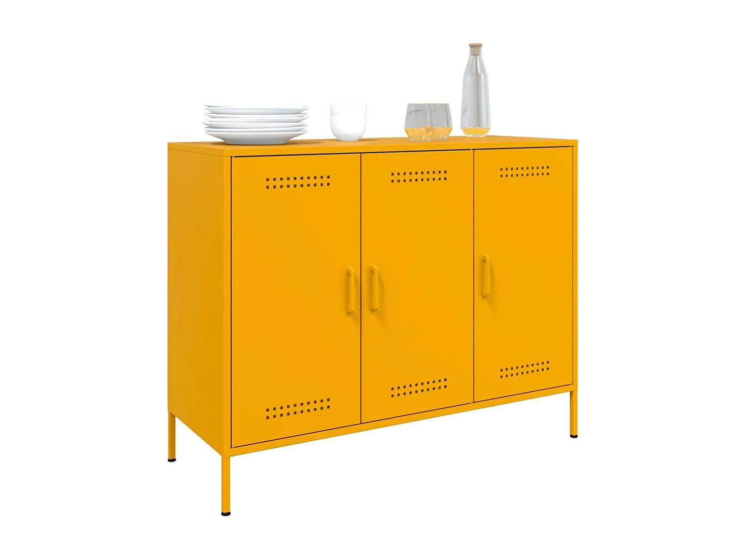 Dressoir 100,5x39x79 cm staal mosterdgeel