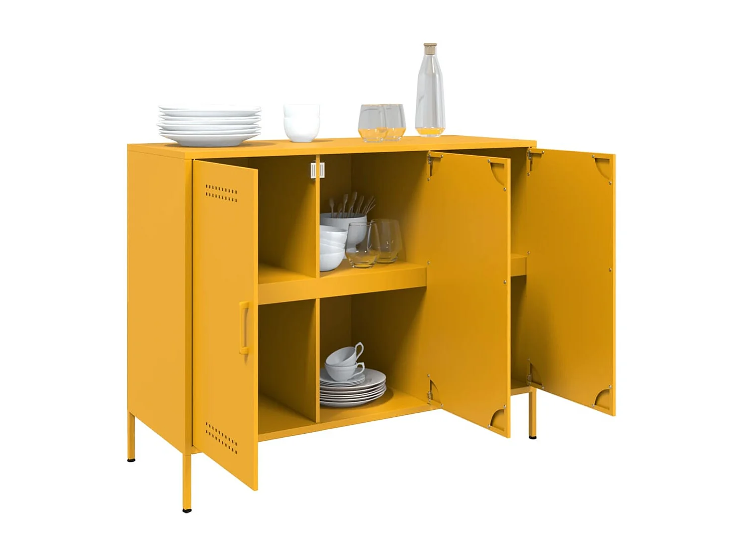 Dressoir 100,5x39x79 cm staal mosterdgeel