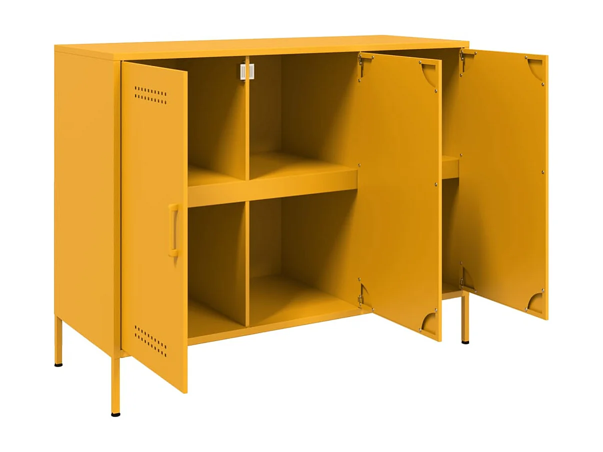 Dressoir 100,5x39x79 cm staal mosterdgeel