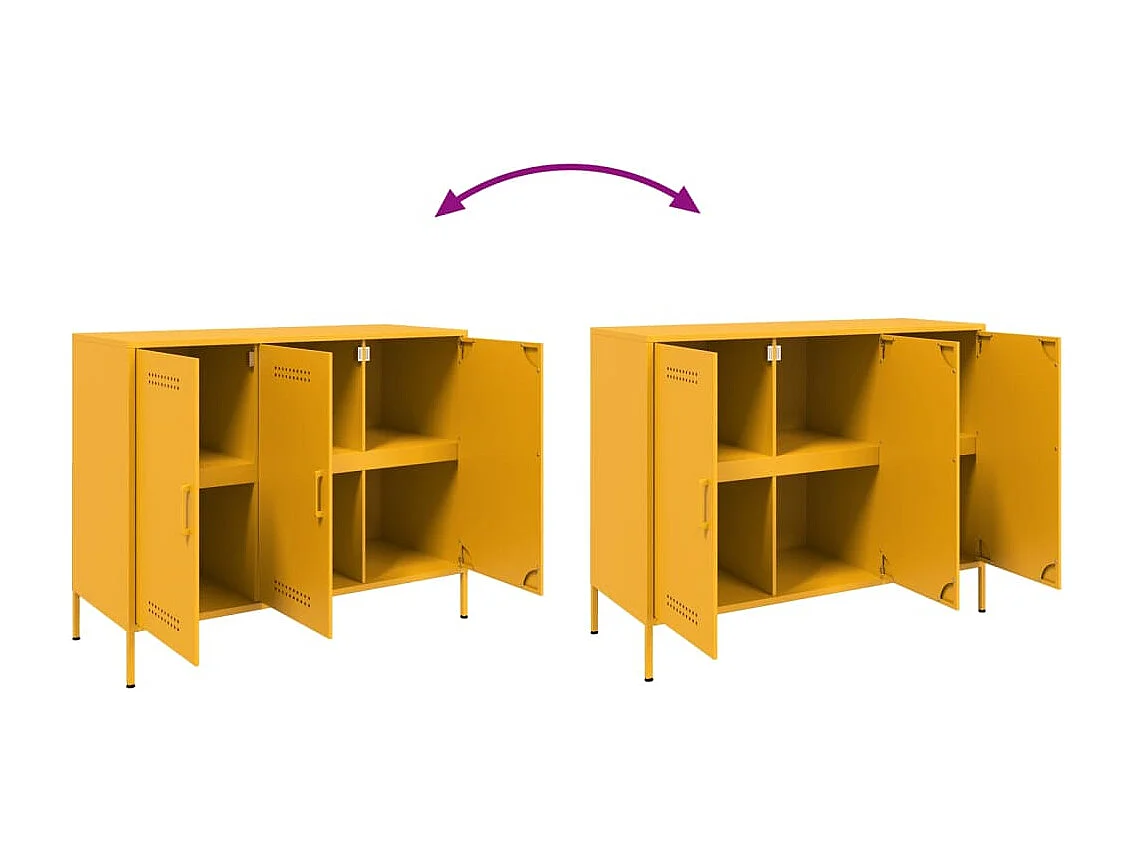 Dressoir 100,5x39x79 cm staal mosterdgeel