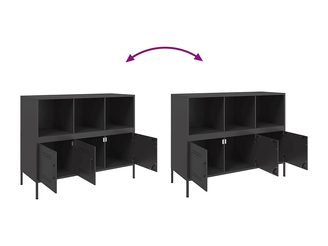 Dressoir 100,5x39x79 cm staal zwart