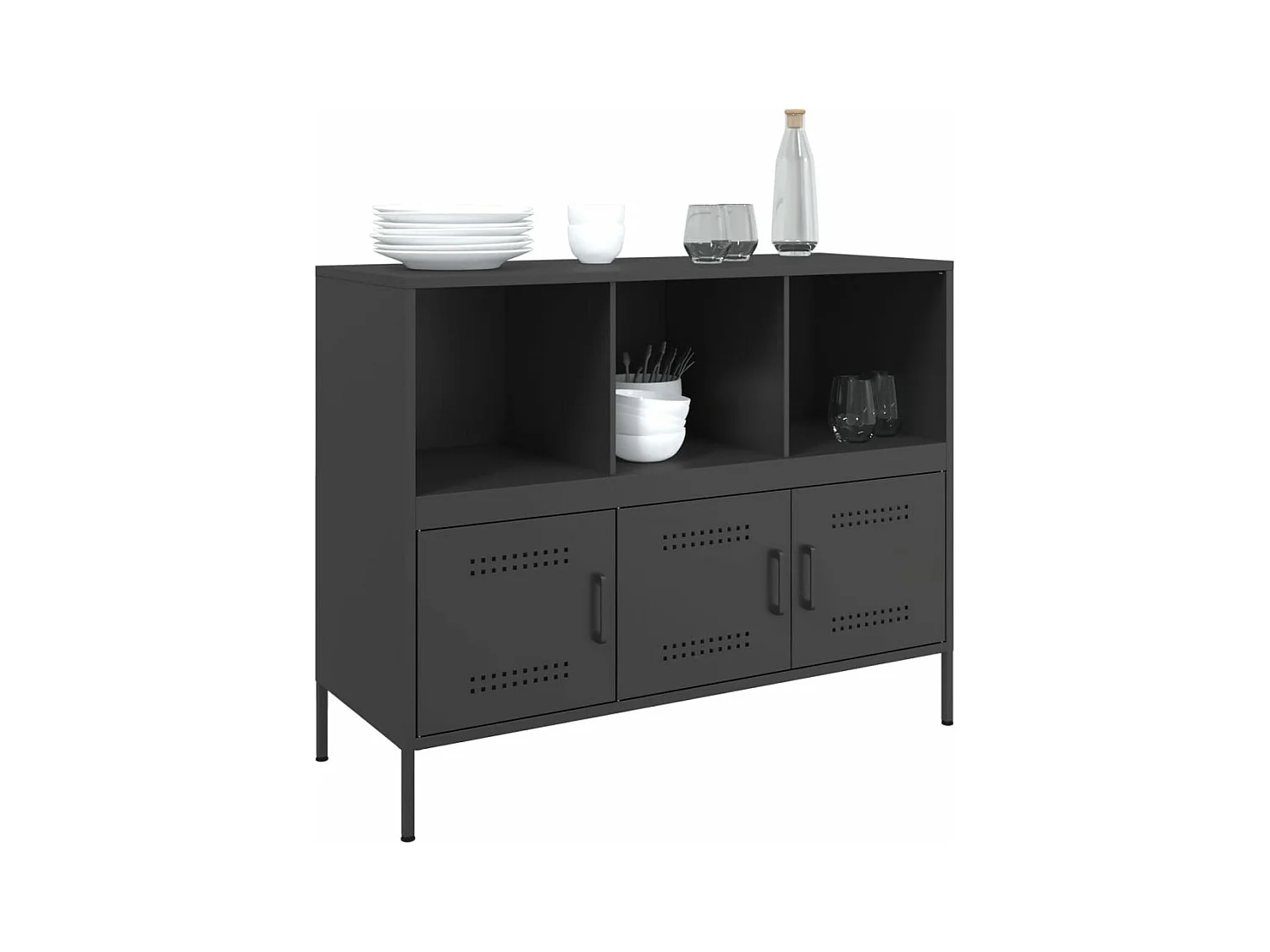 Dressoir 100,5x39x79 cm staal zwart