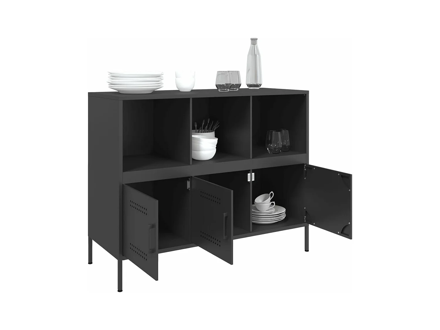 Dressoir 100,5x39x79 cm staal zwart