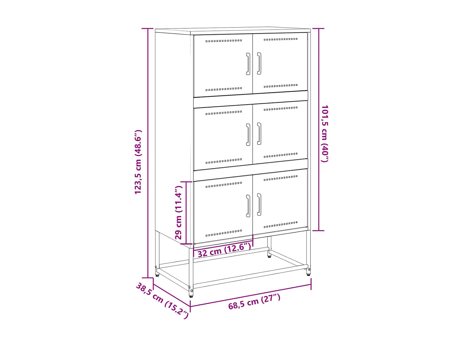 Credenza Rosa 68,5x38,5x123,5 in Acciaio