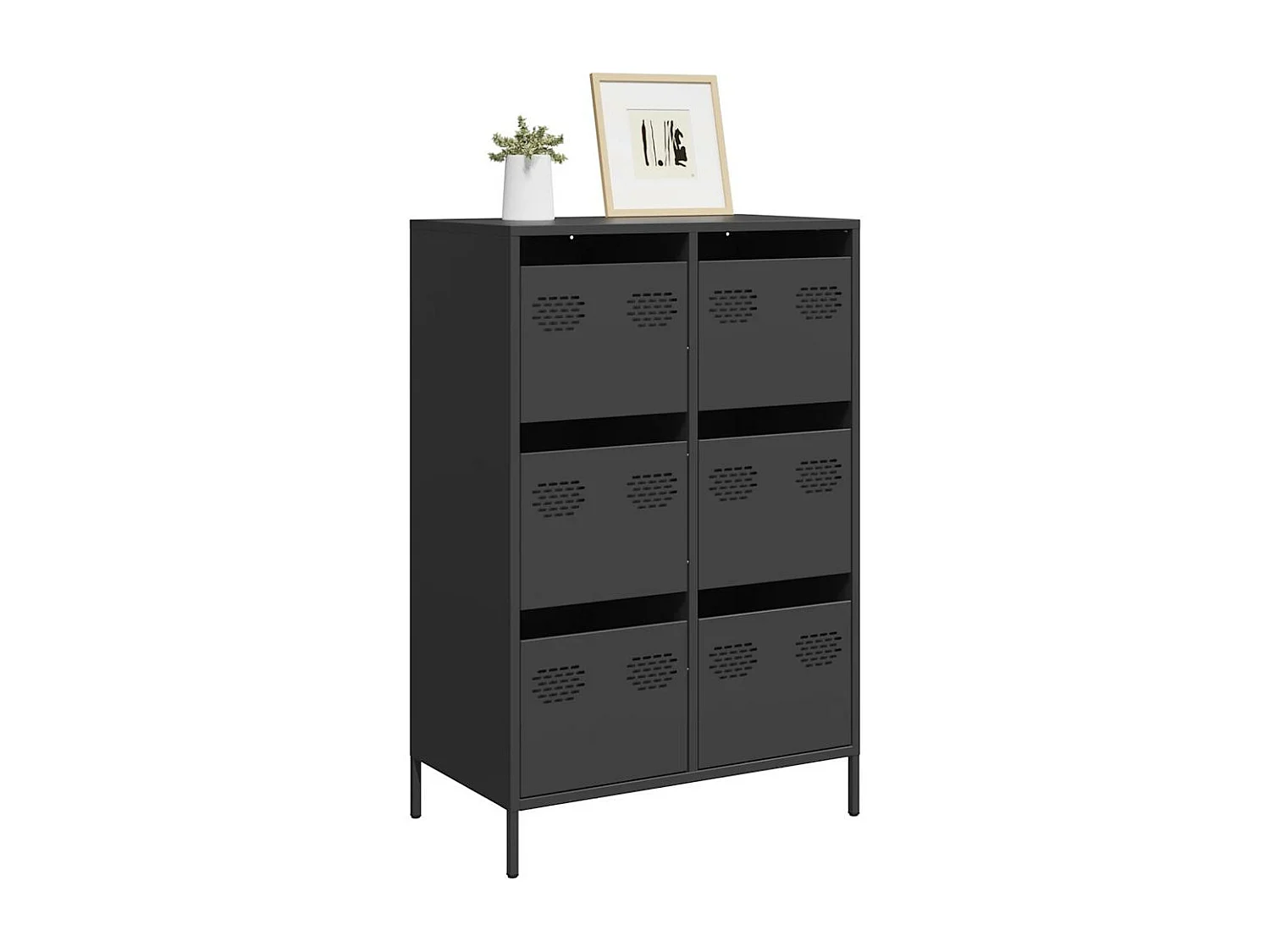 Buffet haut noir 68x39x101,5 cm acier