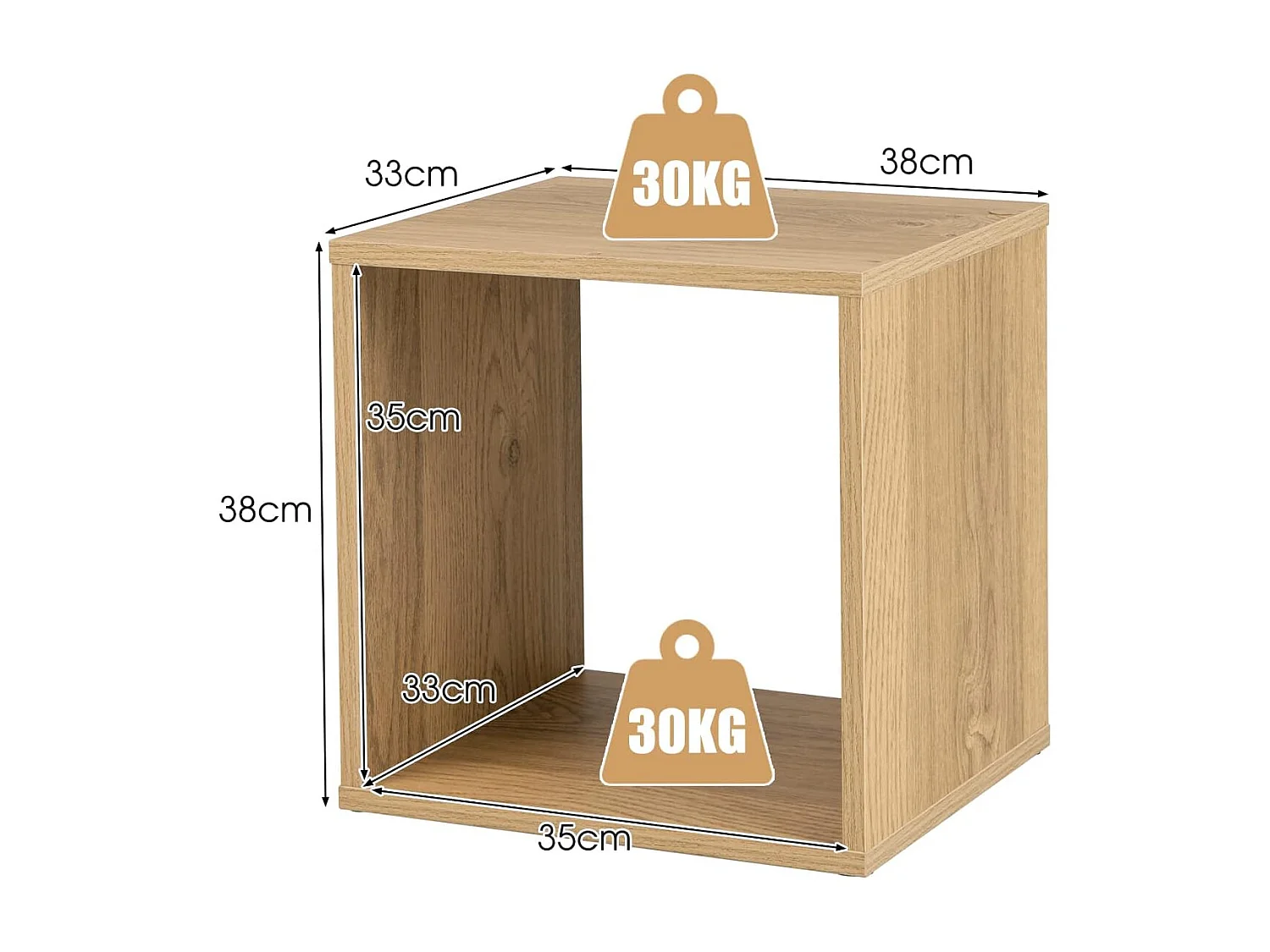 Lot de 2 Étagère de Rangement, 2 Cube de Rangement Salon Chambre Bureau Entrée, 38 x 33 x 77 cm, Naturel