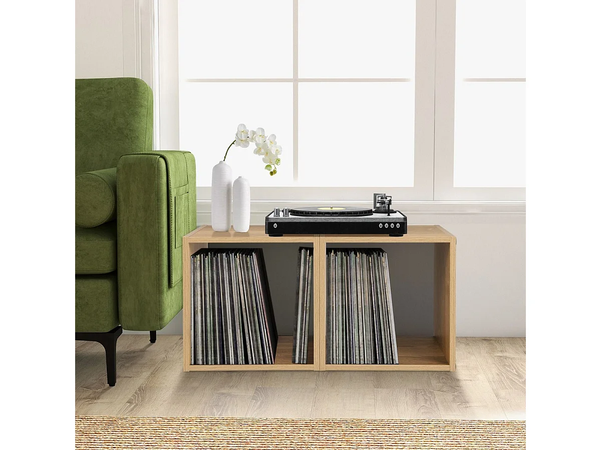 Lot de 2 Étagère de Rangement, 2 Cube de Rangement Salon Chambre Bureau Entrée, 38 x 33 x 77 cm, Naturel