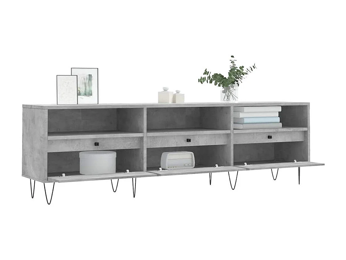 Meuble TV gris béton 150x30x44,5 cm bois d'ingénierie