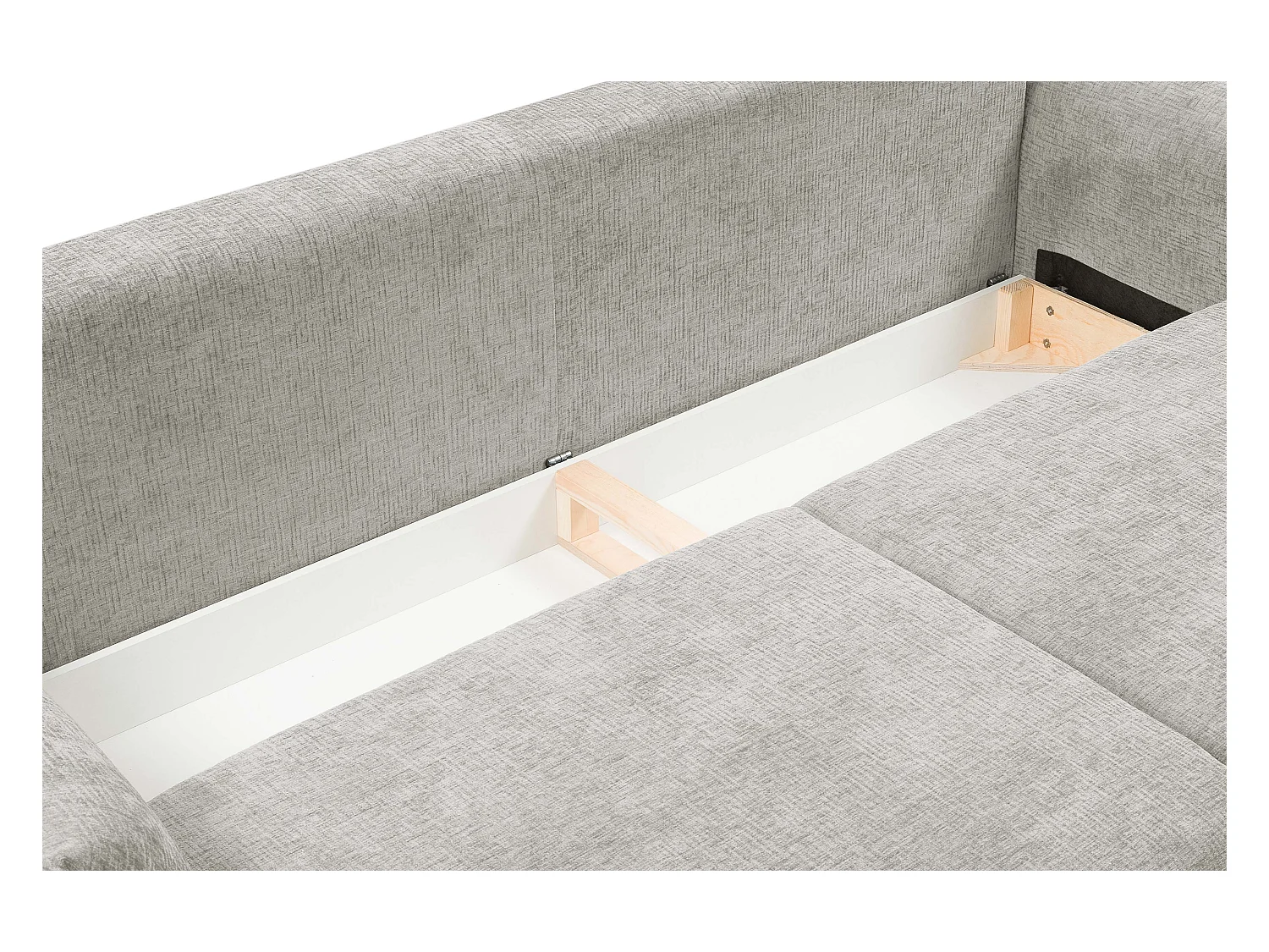 ADEL-Sofa, modernes Schlafsofa mit Stauraum, Silikonkissen, Wellenfedern, HELLGRAU, 145x200 cm