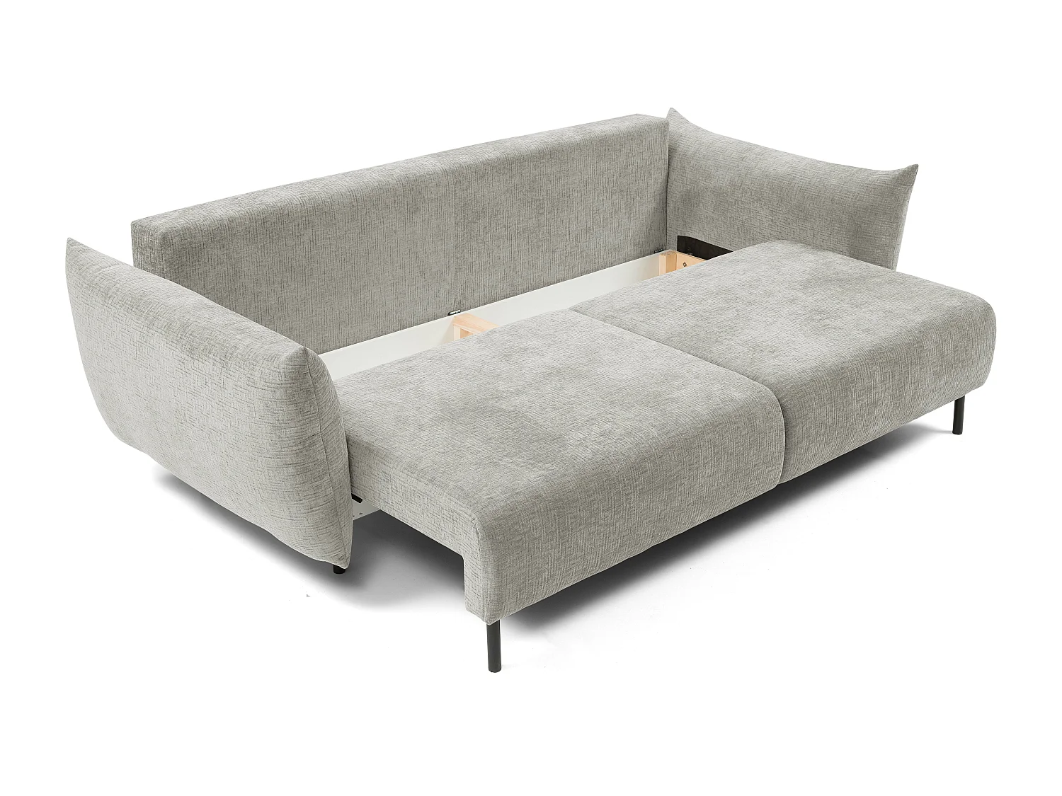 ADEL-bank – Moderne slaapbank met opbergruimte, siliconenkussens, golvende veren, LICHTGRIJS, 145x200 cm