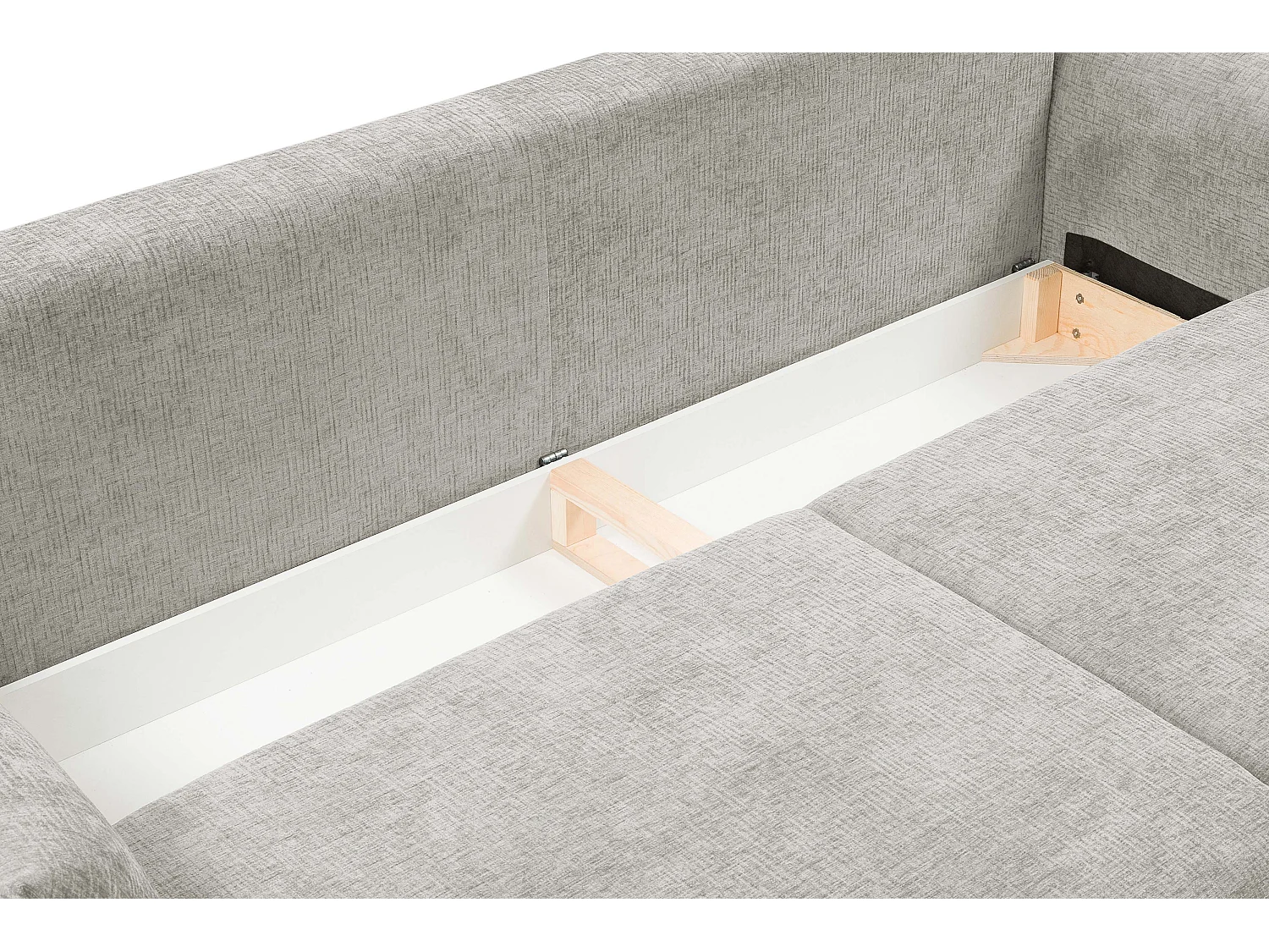 ADEL-bank – Moderne slaapbank met opbergruimte, siliconenkussens, golvende veren, LICHTGRIJS, 145x200 cm