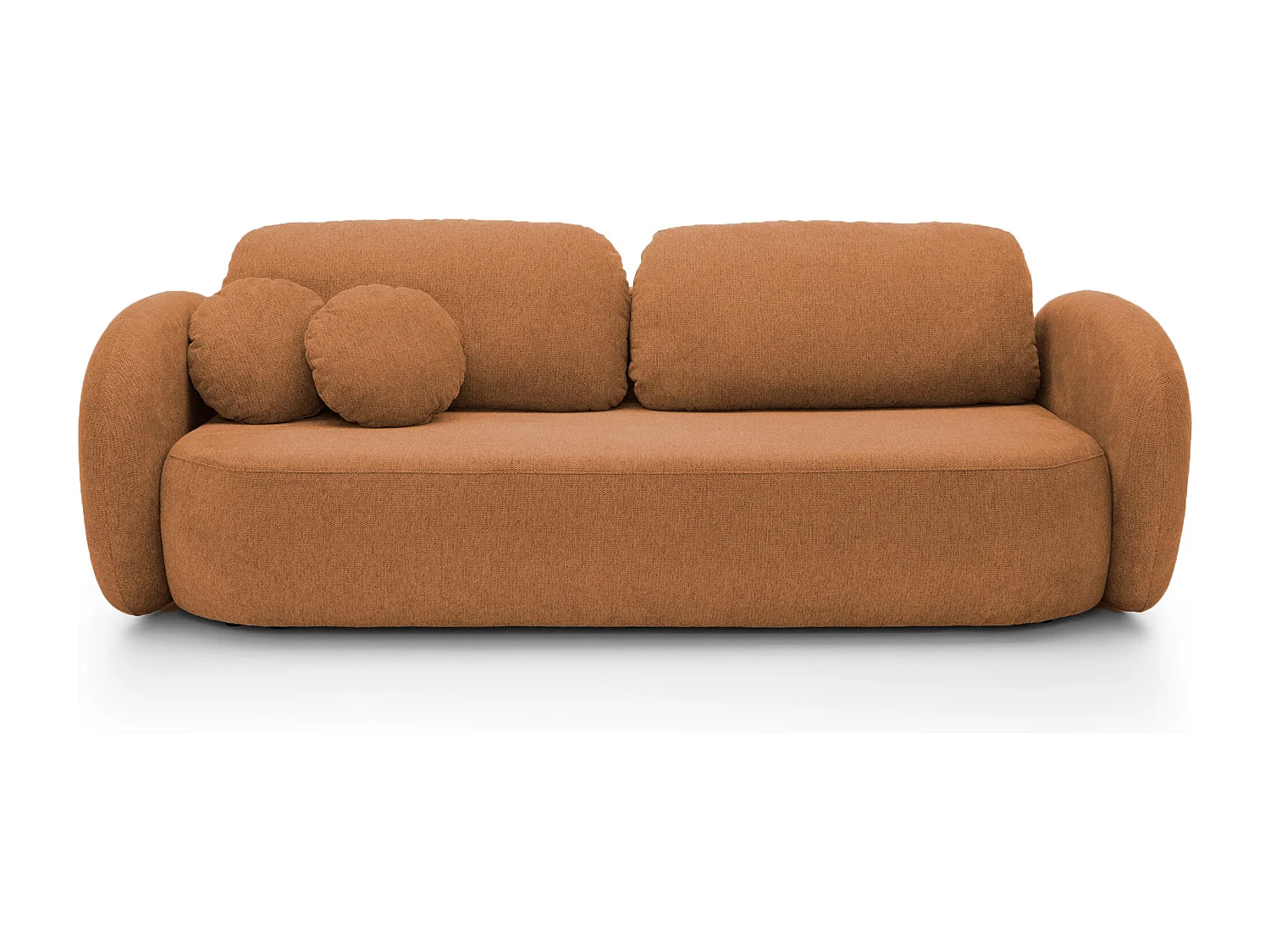 Sofa OLIO slaapbank met opbergdoos, decoratieve kussens, opvouwfunctie, Scandinavisch ontwerp, kleur: DONKERORANJE