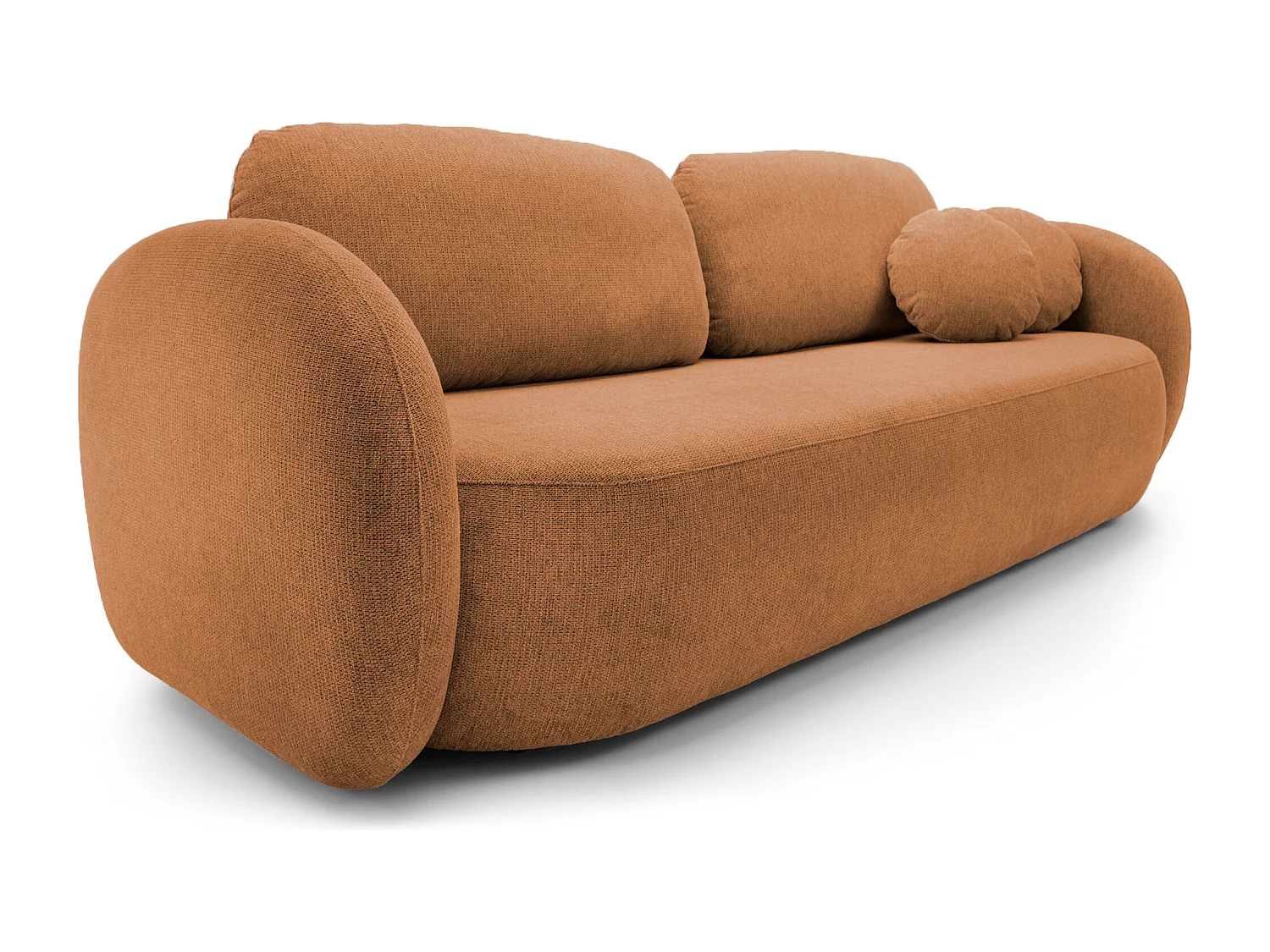 Sofa OLIO rozkładana z pojemnikiem, poduszki dekoracyjne, funkcja składania, design skandynawski, kolor: CIEMNY POMARAŃCZ