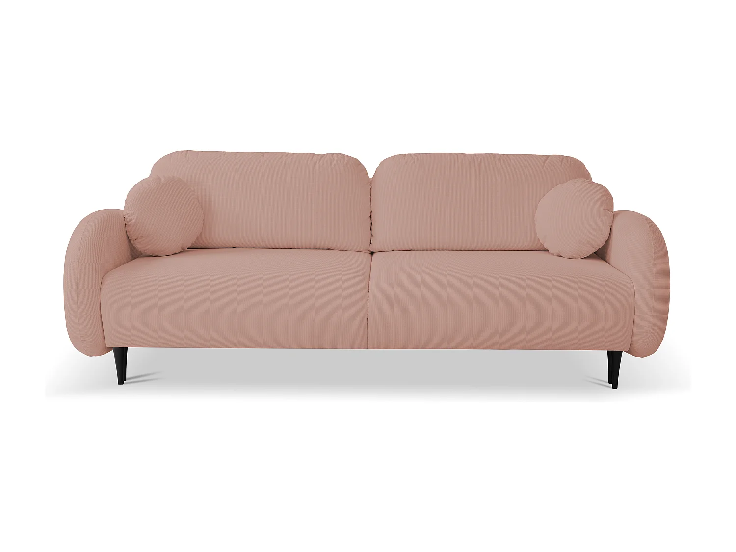 Sofa SOFT 2-osobowa, funkcja spania, pojemnik na pościel, 2 poduszki, styl nowoczesny, 232x95x109 cm, kolor: PUDROWY RÓŻ