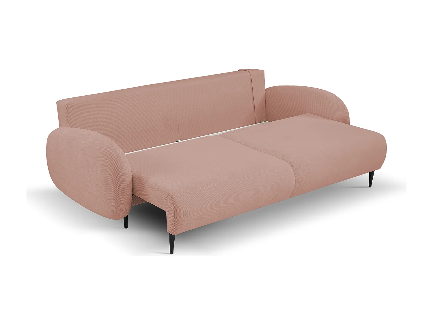Canapé SOFT 2 places convertible, coffre de rangement, 2 coussins, style moderne, 232x95x109 cm, couleur : ROSE POUDRÉ