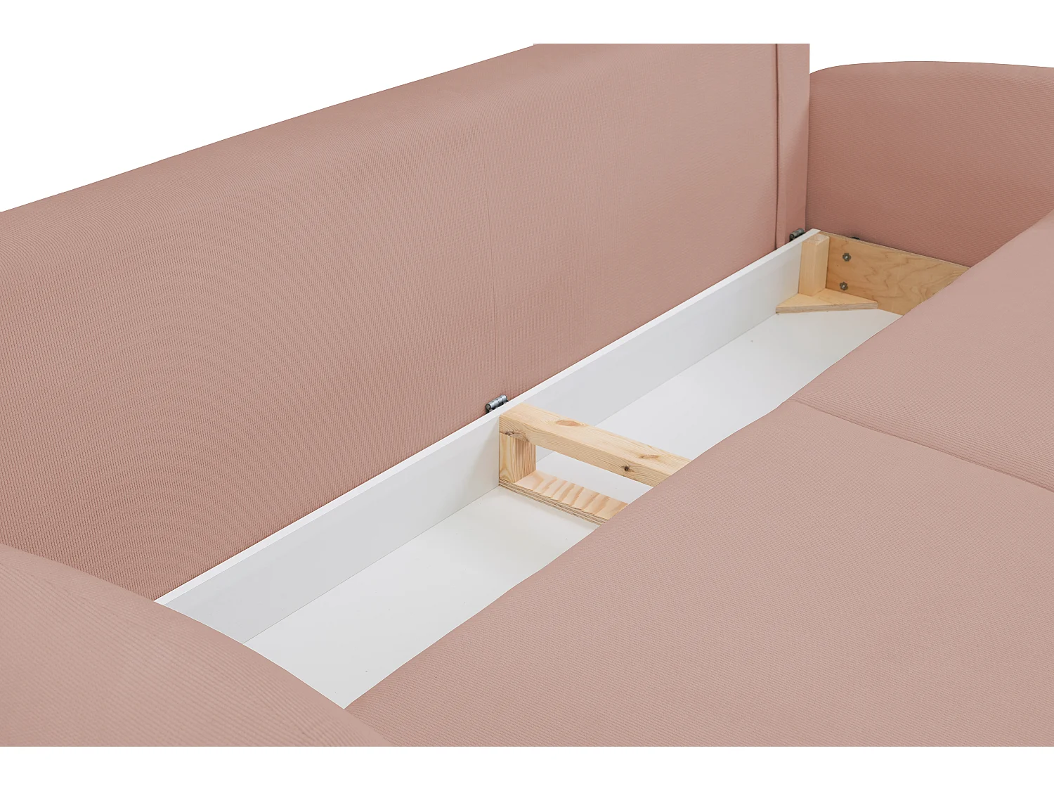 Canapé SOFT 2 places convertible, coffre de rangement, 2 coussins, style moderne, 232x95x109 cm, couleur : ROSE POUDRÉ