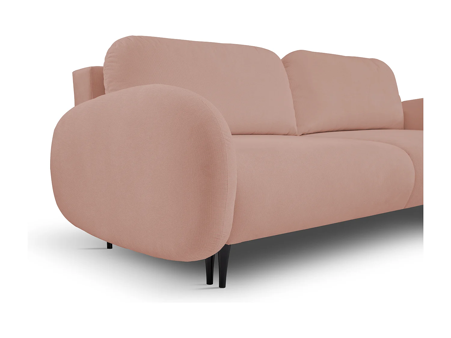 Canapé SOFT 2 places convertible, coffre de rangement, 2 coussins, style moderne, 232x95x109 cm, couleur : ROSE POUDRÉ