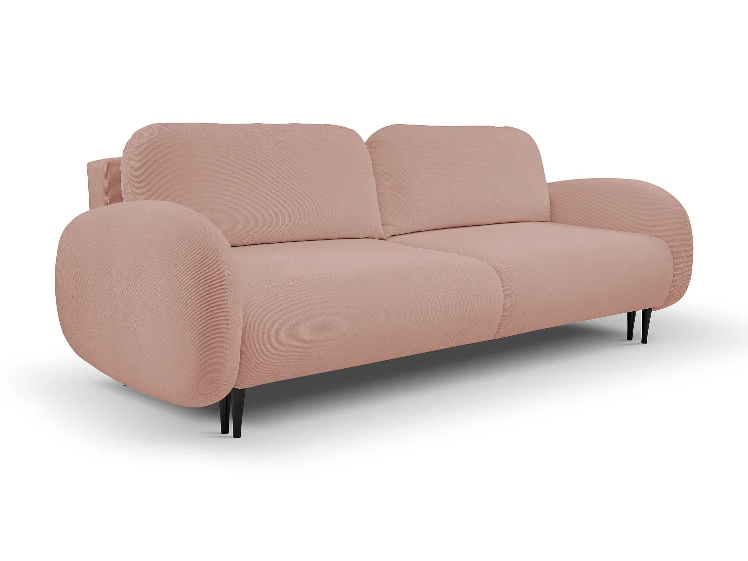 Zweisitzer-Sofa SOFT, Schlafsofa, Stauraum, 2 Kissen, moderner Stil, 232x95x109 cm, Farbe: ROSA