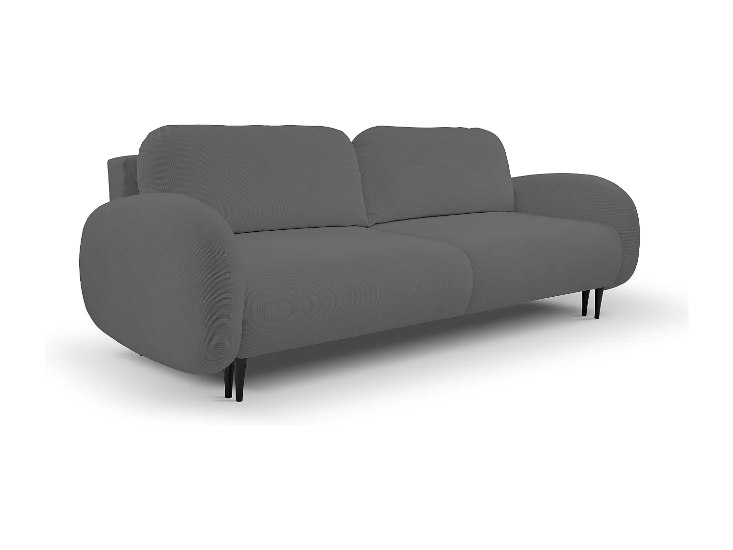 Canapé SOFT 2 places convertible, coffre de rangement, 2 coussins, style moderne, 232x95x109 cm, couleur : GRIS FONCÉ