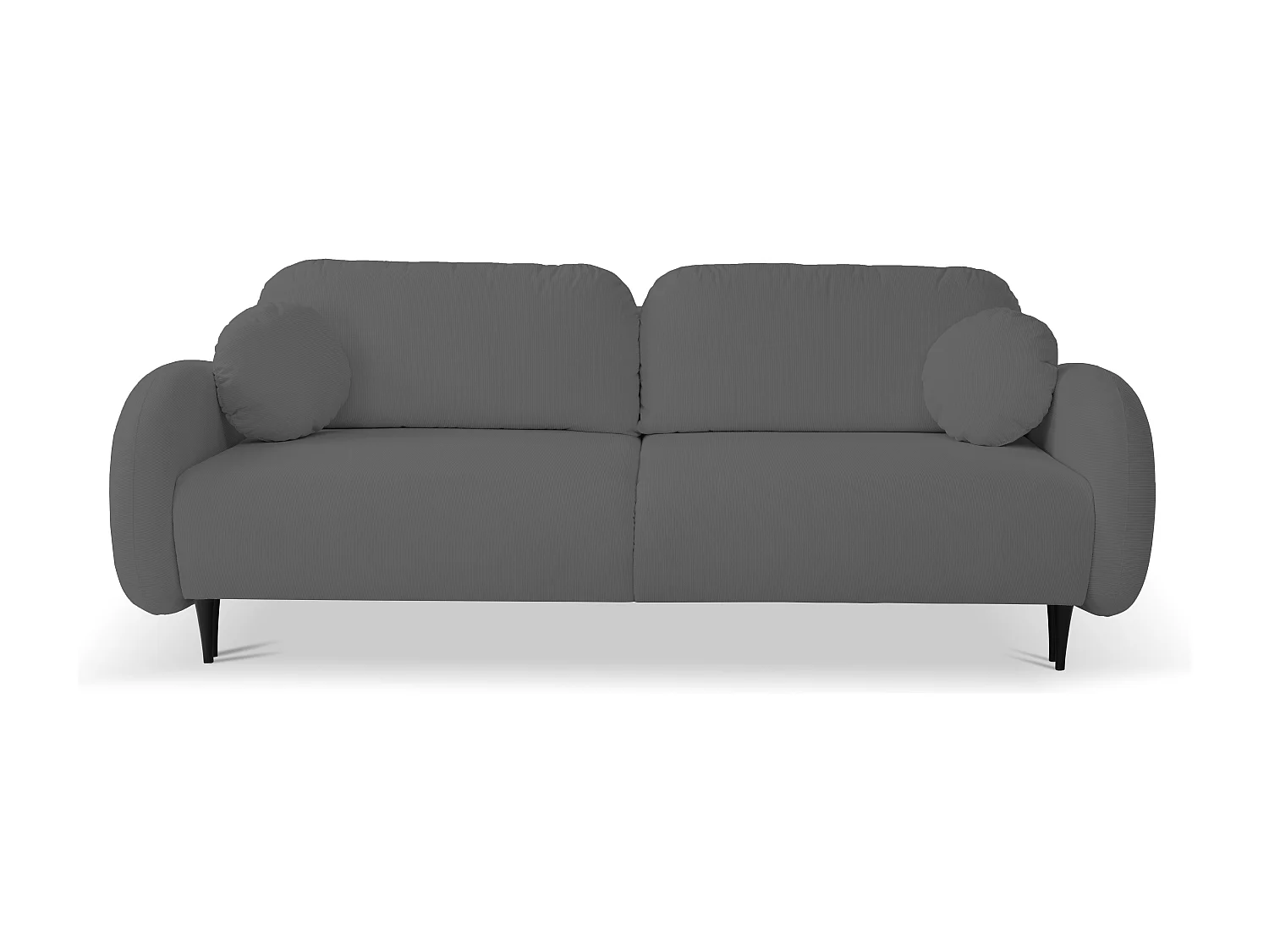 Canapé SOFT 2 places convertible, coffre de rangement, 2 coussins, style moderne, 232x95x109 cm, couleur : GRIS FONCÉ