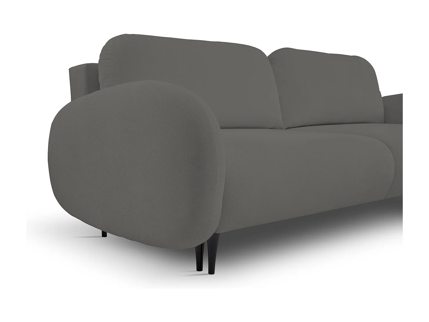 Canapé SOFT 2 places convertible, coffre de rangement, 2 coussins, style moderne, 232x95x109 cm, couleur : GRIS FONCÉ
