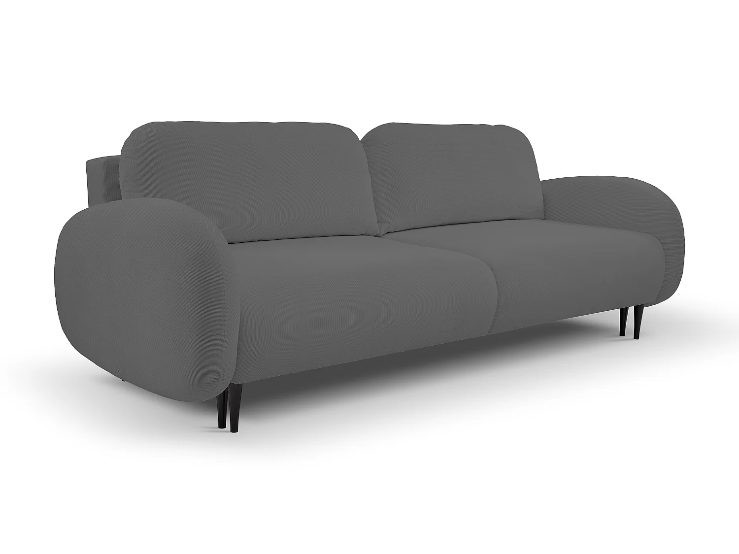 2-zitsbank SOFT – Slaapfunctie, opbergruimte, 2 kussens, modern design, 232x95x109 cm, kleur: DONKERGRIJS