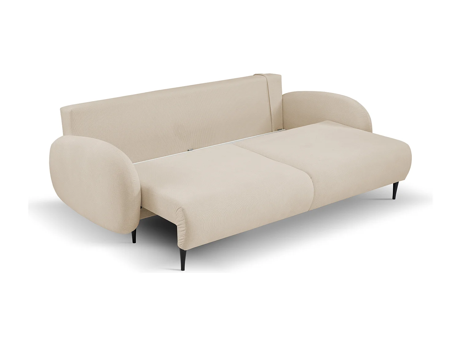 Sofa SOFT 2-osobowa, funkcja spania, pojemnik na pościel, 2 poduszki, styl nowoczesny, 232x95x109 cm, kolor: BEŻOWY