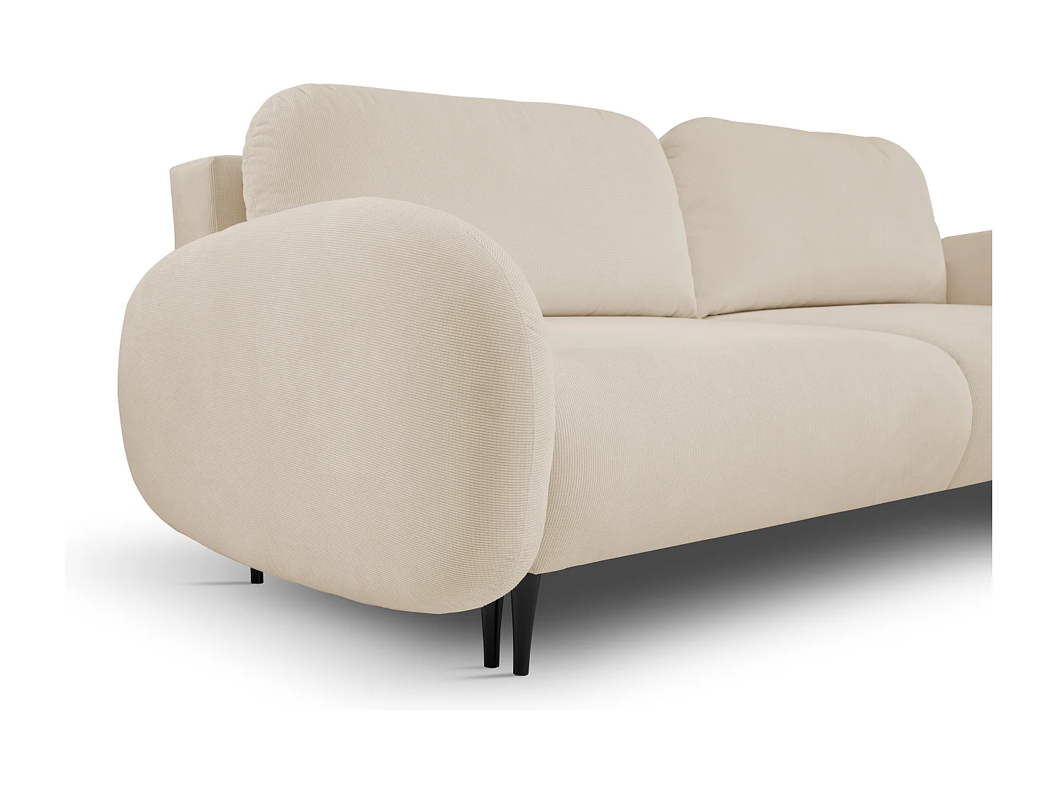 Sofa SOFT 2-osobowa, funkcja spania, pojemnik na pościel, 2 poduszki, styl nowoczesny, 232x95x109 cm, kolor: BEŻOWY