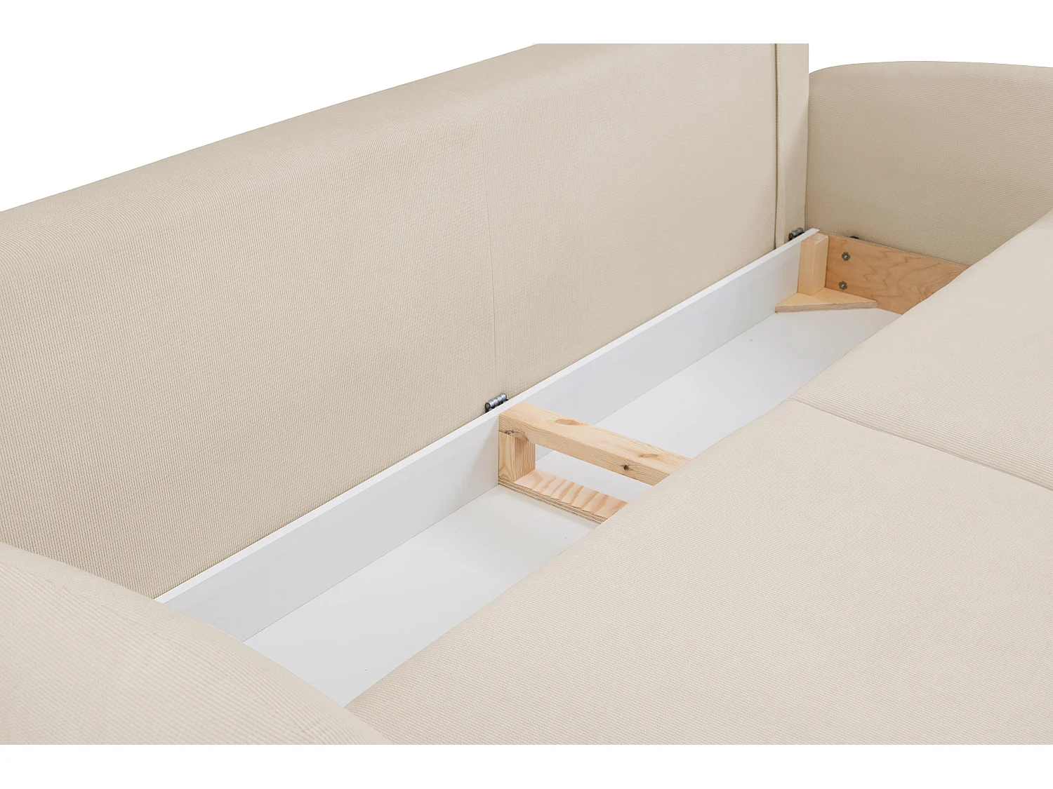 2-zitsbank SOFT – Slaapfunctie, opbergruimte, 2 kussens, modern design, 232x95x109 cm, kleur: BEIGE