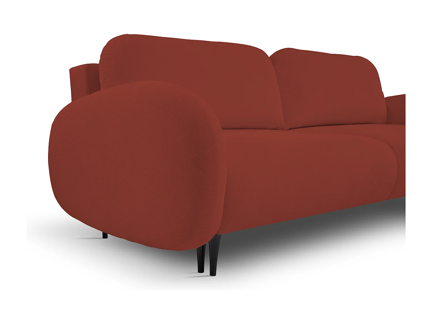 Sofa SOFT 2-osobowa, funkcja spania, pojemnik na pościel, 2 poduszki, styl nowoczesny, 232x95x109 cm, kolor: CZERWONY
