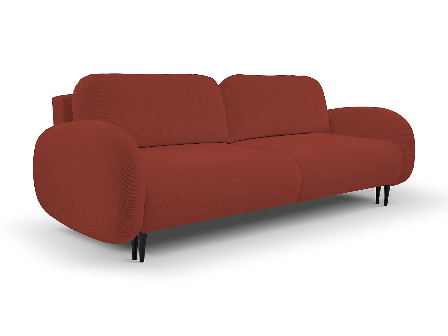 Sofa SOFT 2-osobowa, funkcja spania, pojemnik na pościel, 2 poduszki, styl nowoczesny, 232x95x109 cm, kolor: CZERWONY