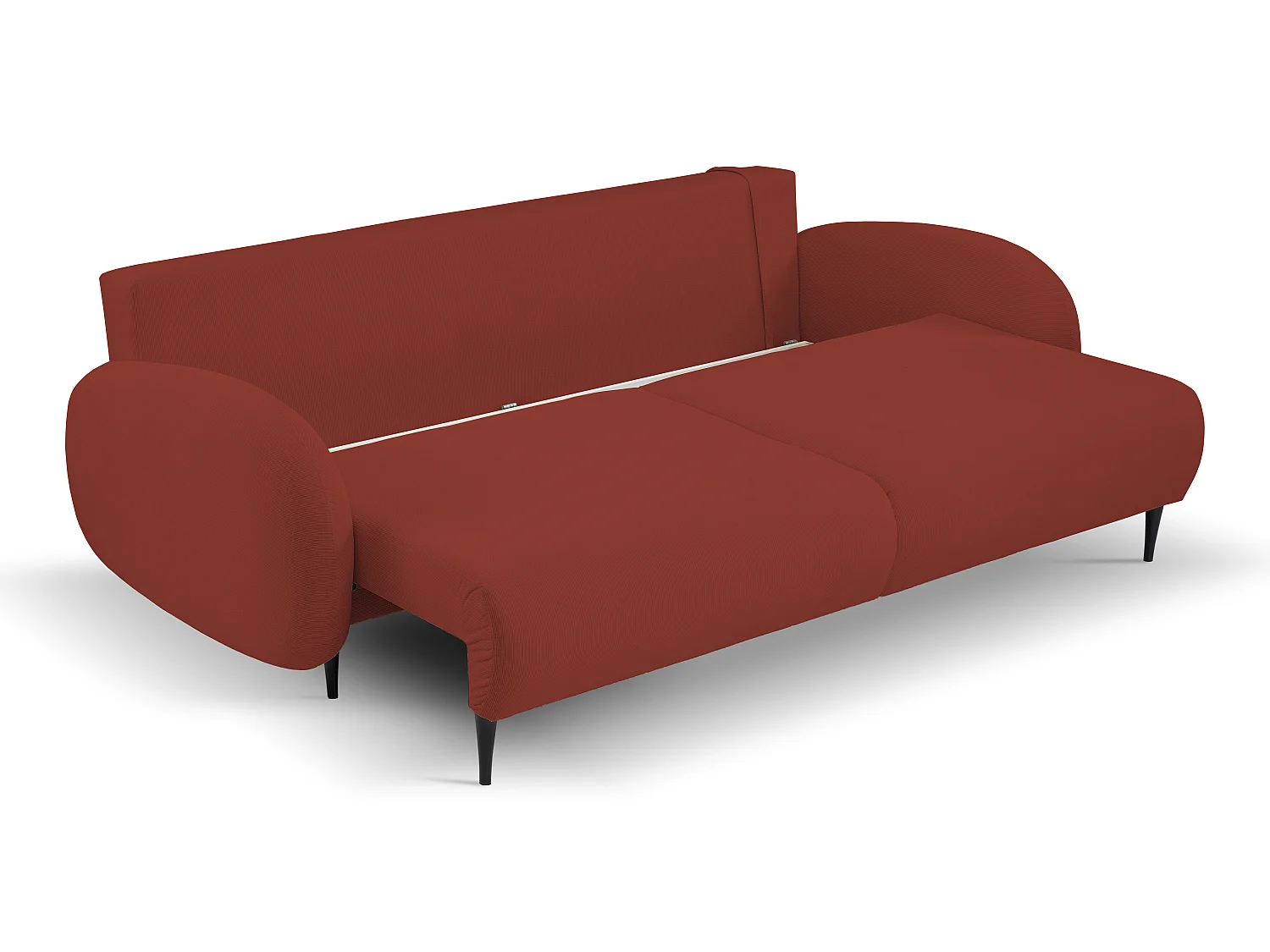 Sofa SOFT 2-osobowa, funkcja spania, pojemnik na pościel, 2 poduszki, styl nowoczesny, 232x95x109 cm, kolor: CZERWONY
