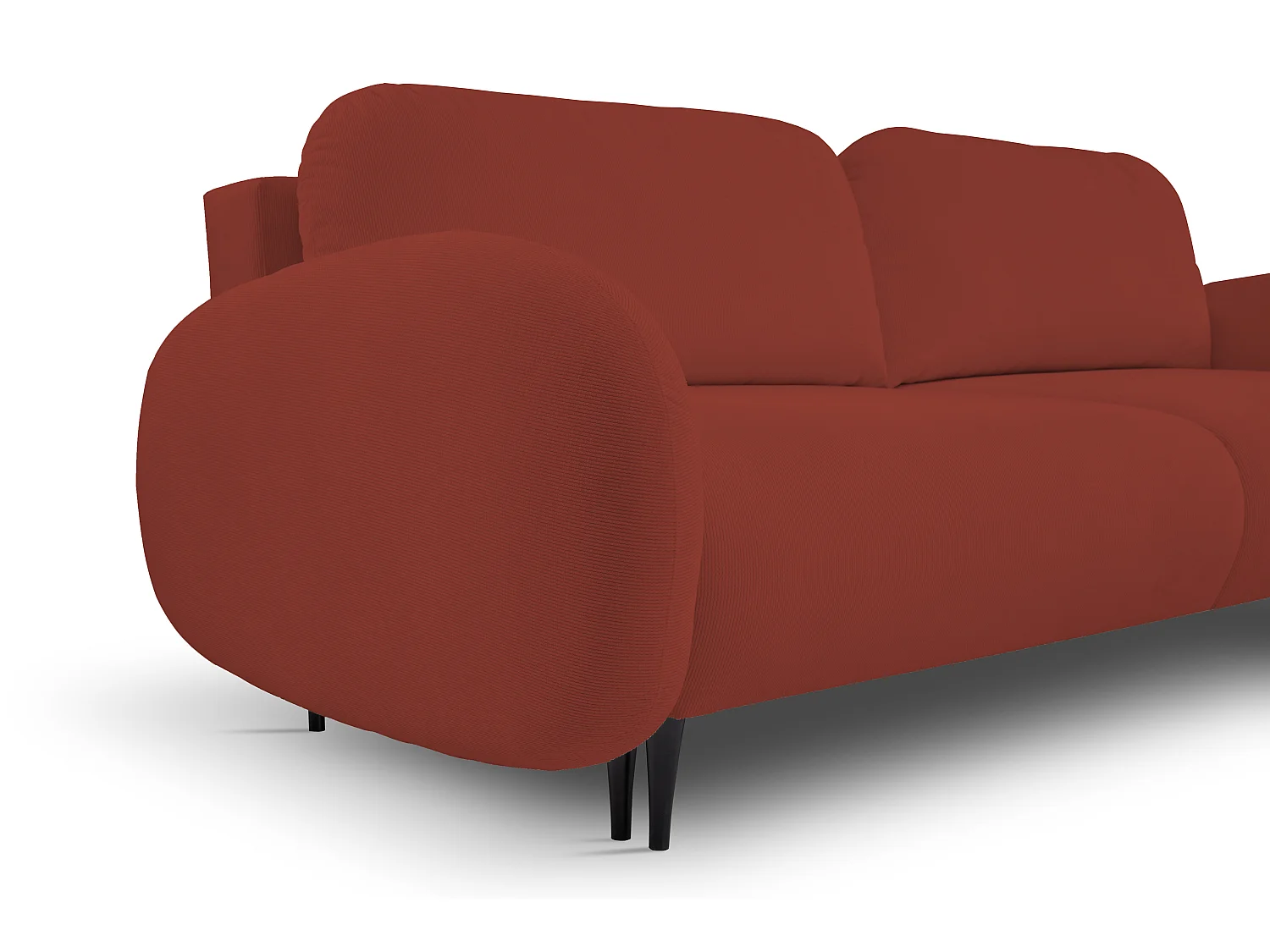Sofa SOFT 2-osobowa, funkcja spania, pojemnik na pościel, 2 poduszki, styl nowoczesny, 232x95x109 cm, kolor: CZERWONY