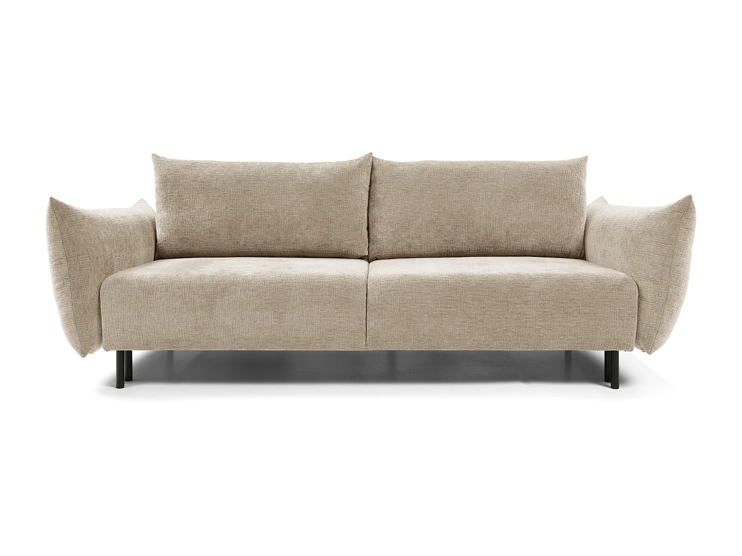 ADEL-bank – Moderne slaapbank met opbergruimte, siliconenkussens, golvende veren, BEIGE, 145x200 cm