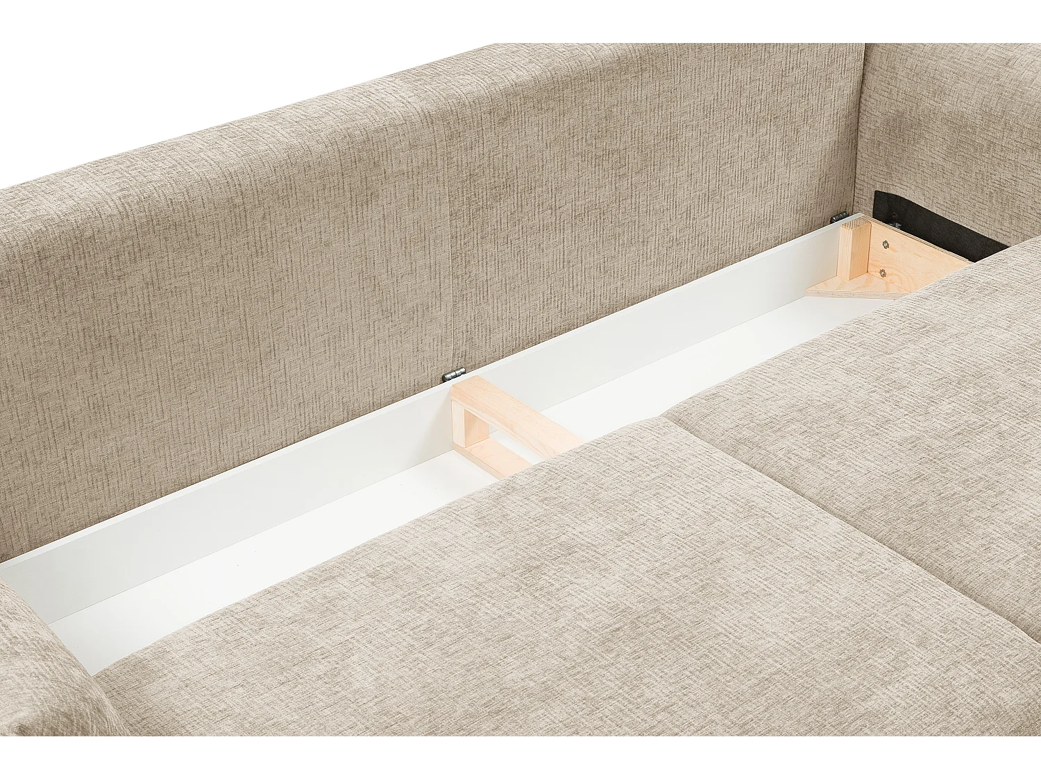 ADEL-bank – Moderne slaapbank met opbergruimte, siliconenkussens, golvende veren, BEIGE, 145x200 cm