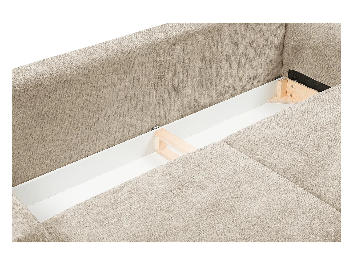 ADEL-Sofa, modernes Schlafsofa mit Stauraum, Silikonkissen, Wellenfedern, BEIGE, 145x200 cm
