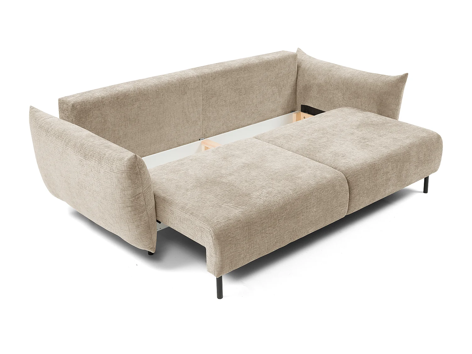 ADEL-bank – Moderne slaapbank met opbergruimte, siliconenkussens, golvende veren, BEIGE, 145x200 cm