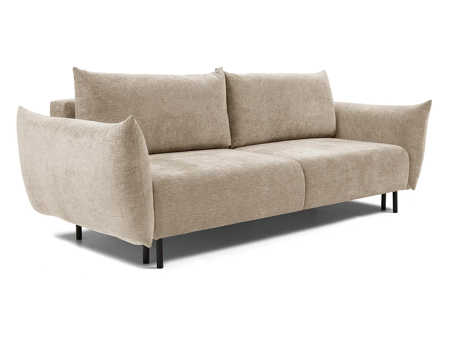 ADEL-bank – Moderne slaapbank met opbergruimte, siliconenkussens, golvende veren, BEIGE, 145x200 cm