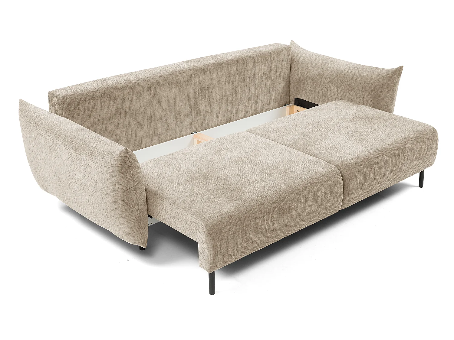 ADEL-bank – Moderne slaapbank met opbergruimte, siliconenkussens, golvende veren, BEIGE, 145x200 cm
