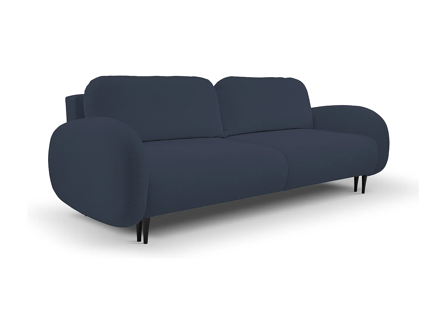 Sofa SOFT 2-osobowa, funkcja spania, pojemnik na pościel, 2 poduszki, styl nowoczesny, 232x95x109 cm, kolor: CIEMNY NIEBIESKI